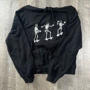 Skeleton Hooded Cropped Sweatshirt